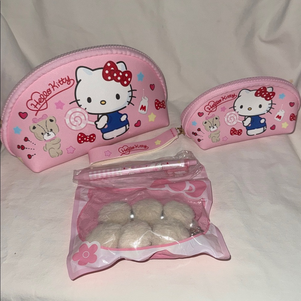 Hello Kitty Pink and White Accessory 4 Pcs. Set NWOT